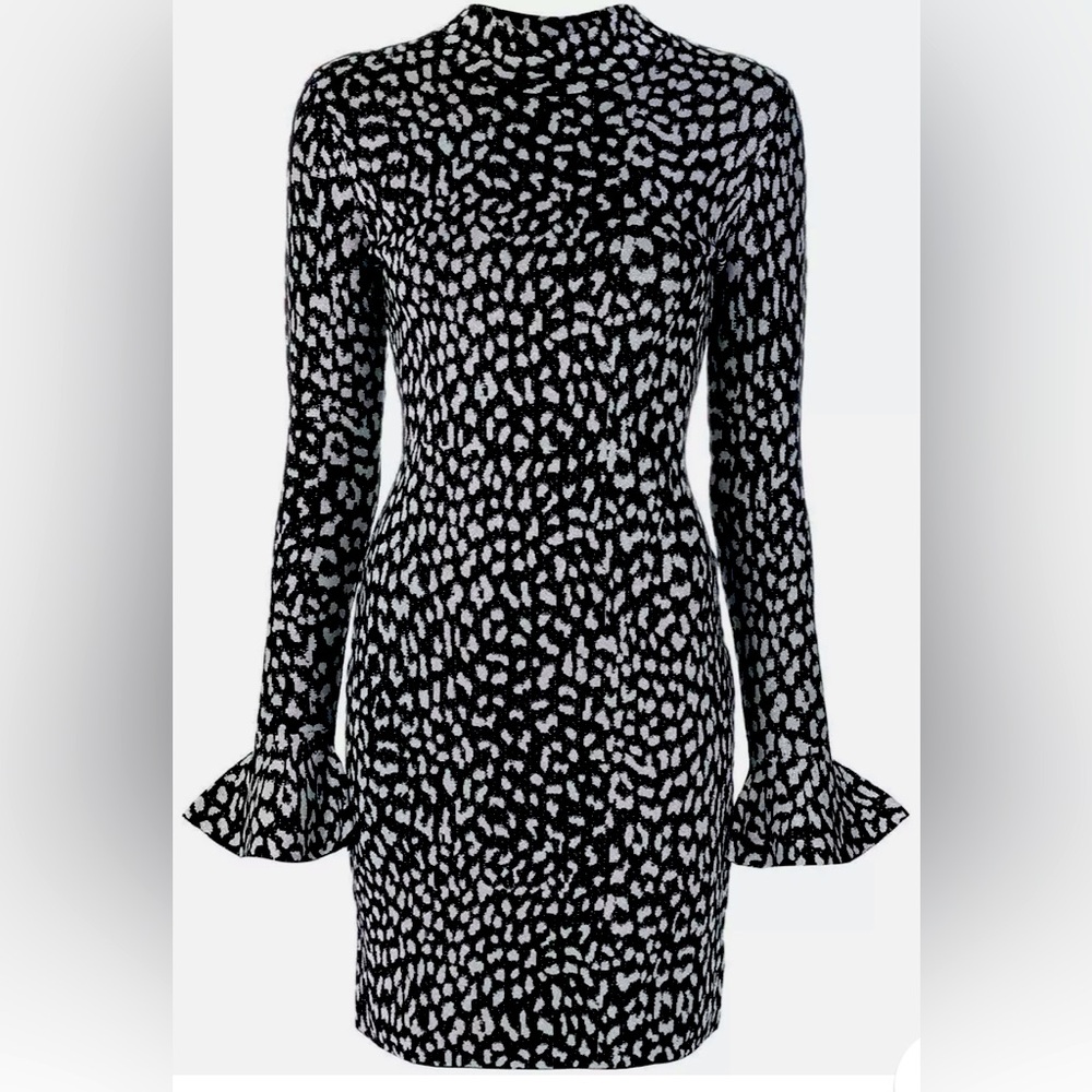 Michael Kors Leopard Print Bodycon Bell Sleeve Dress